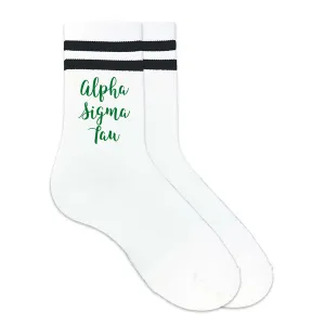 ALPHA SIGMA TAU Striped Sorority Socks