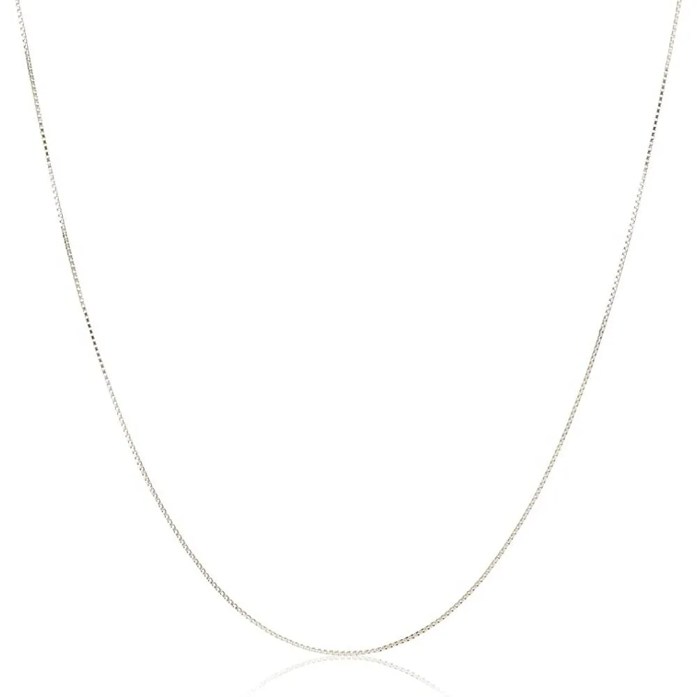 Amazon Collection Sterling Silver Thin 0.6mm Box Chain Necklace | Multiple Colors and Sizes
