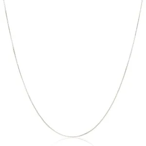 Amazon Collection Sterling Silver Thin 0.6mm Box Chain Necklace | Multiple Colors and Sizes
