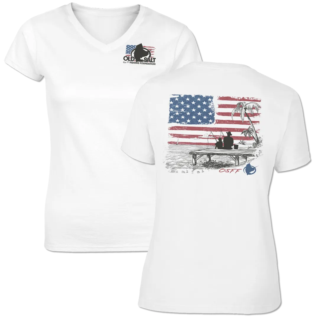 American Living - Ladies Short Sleeve, Cotton Blend, V-neck Shirt