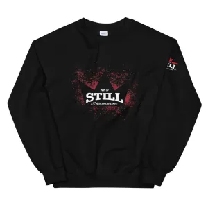 And Still Champion crown on front, Be Your Beast on back, ASC logo on sleeve, women's sweatshirt