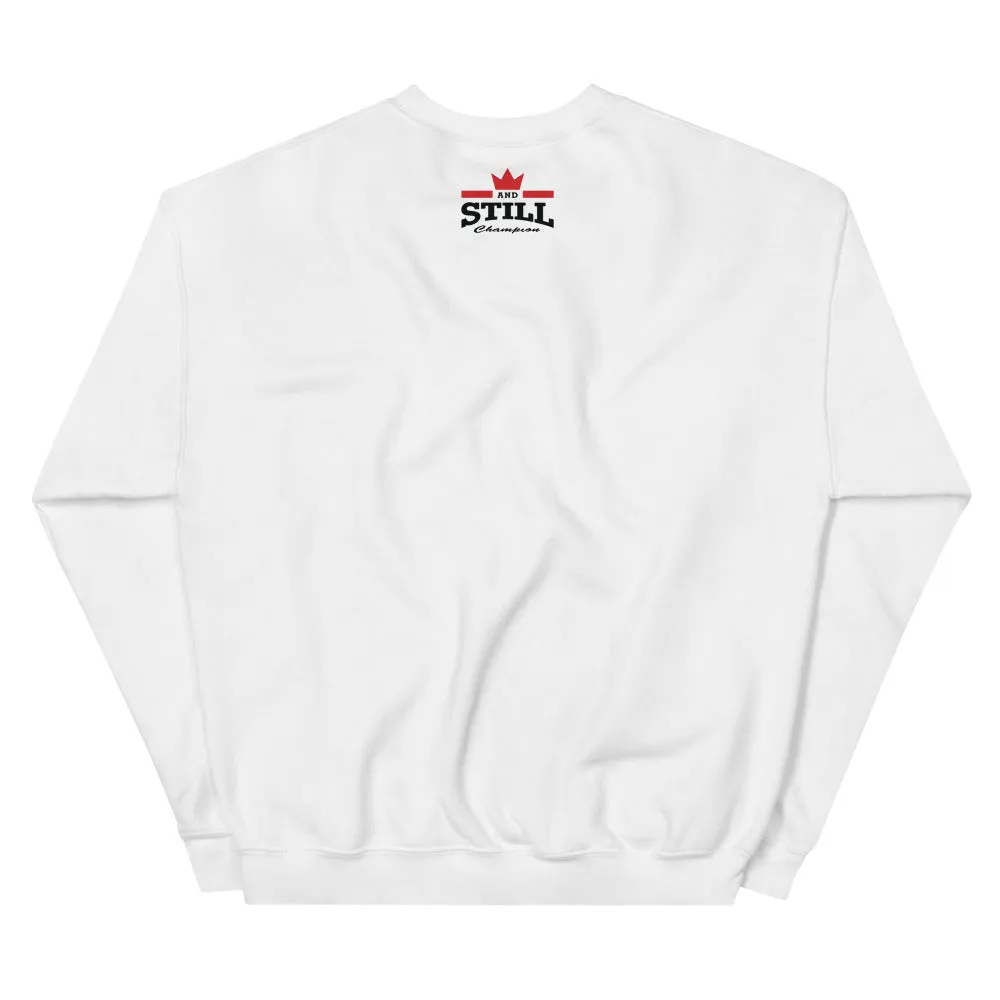 And Still Champion flag on front with ASC logo on back label women's sweatshirt