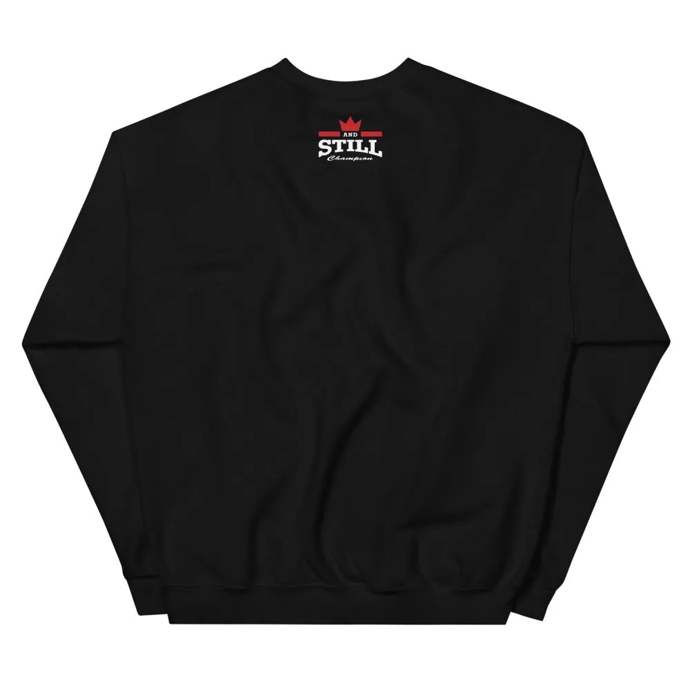 And Still Champion flag on front with ASC logo on back label women's sweatshirt