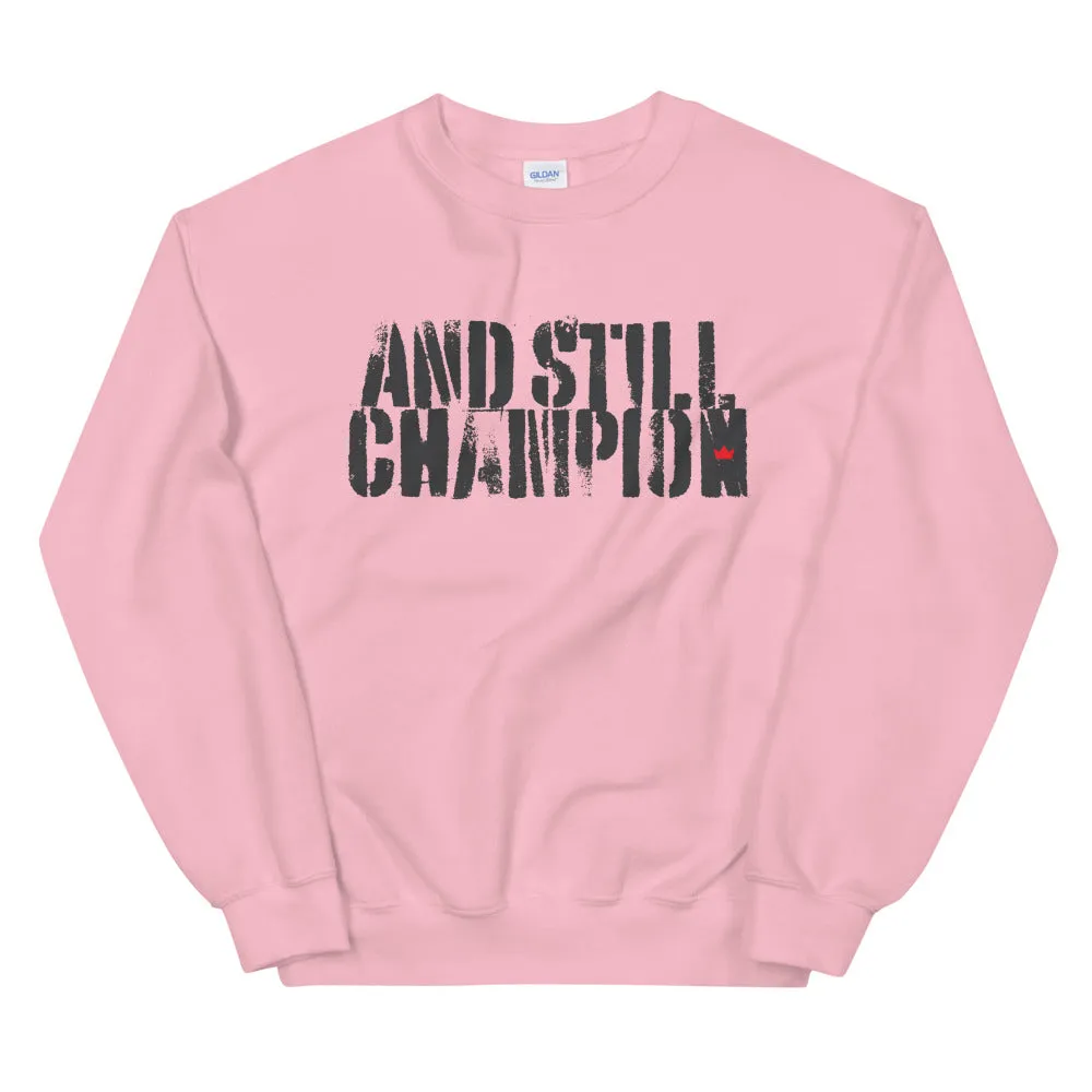 And Still Champion women's training sweatshirt with ASC logo on back label