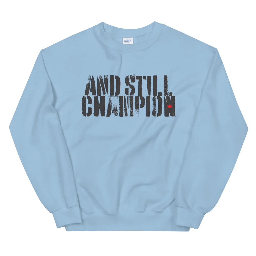 And Still Champion women's training sweatshirt with ASC logo on back label
