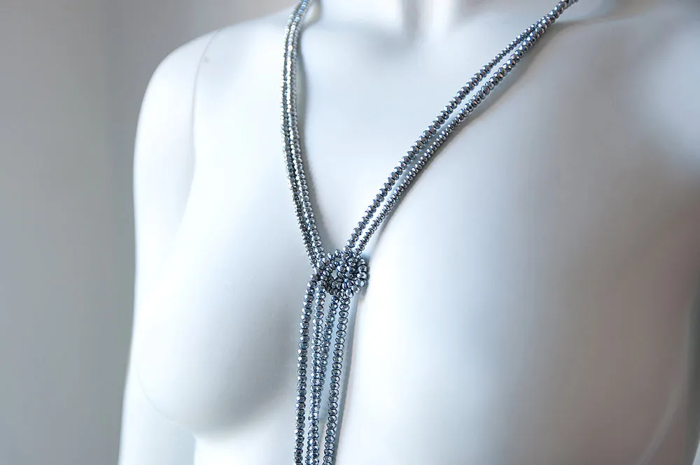 Anne Hematite and Baroque Pearl Lariat
