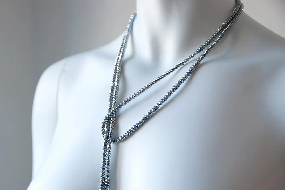 Anne Hematite and Baroque Pearl Lariat