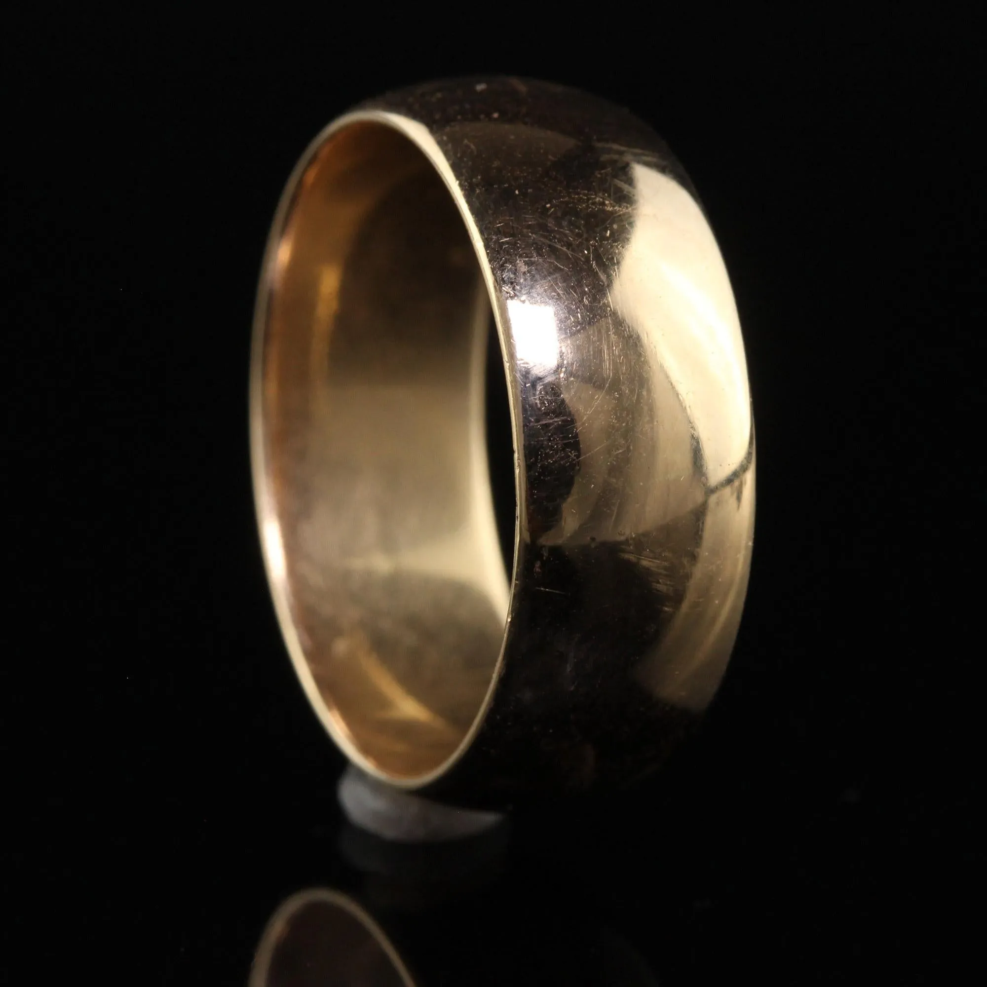 Antique Art Deco 14K Yellow Gold Classic Wide Wedding Band - Size 9 3/4
