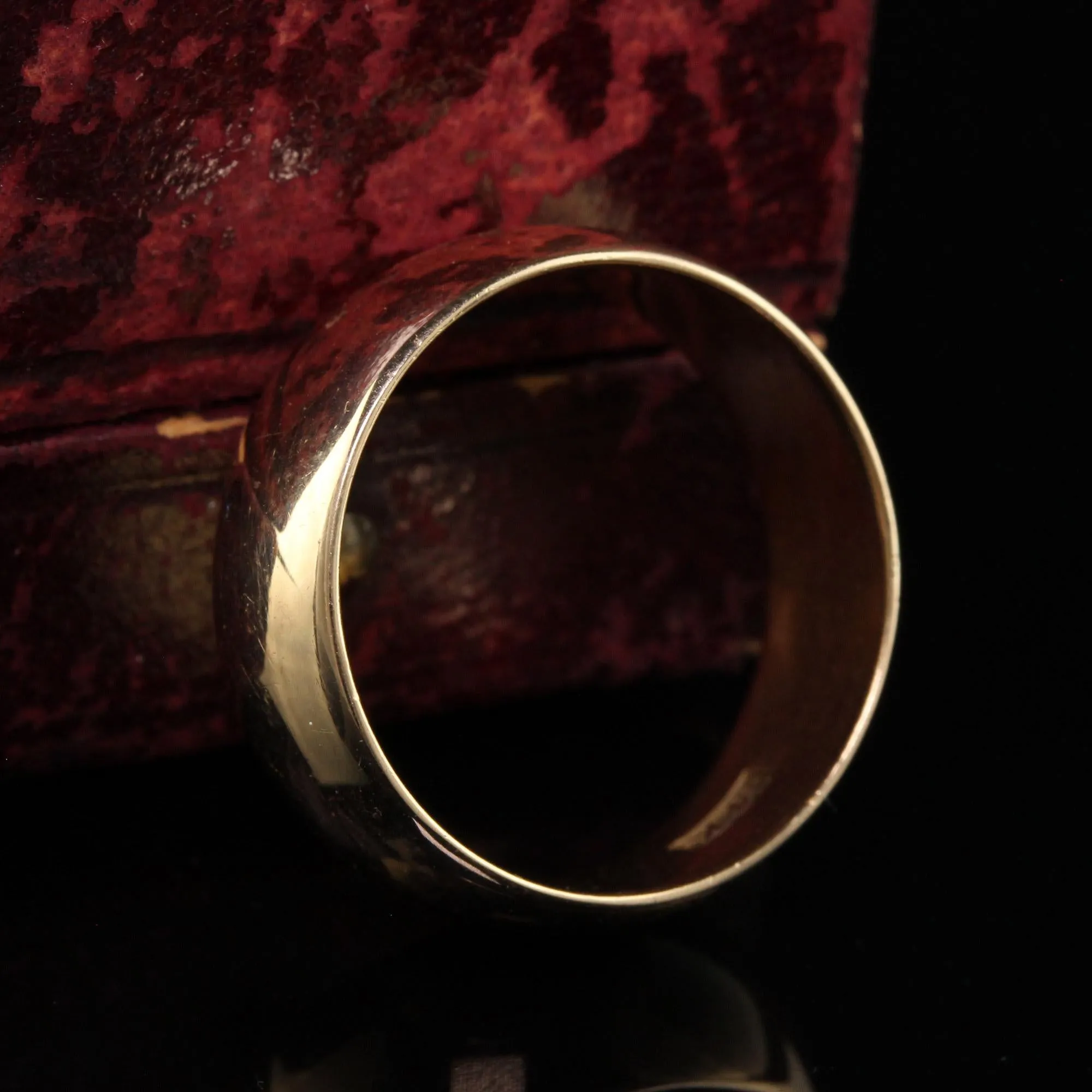 Antique Art Deco 14K Yellow Gold Classic Wide Wedding Band - Size 9 3/4
