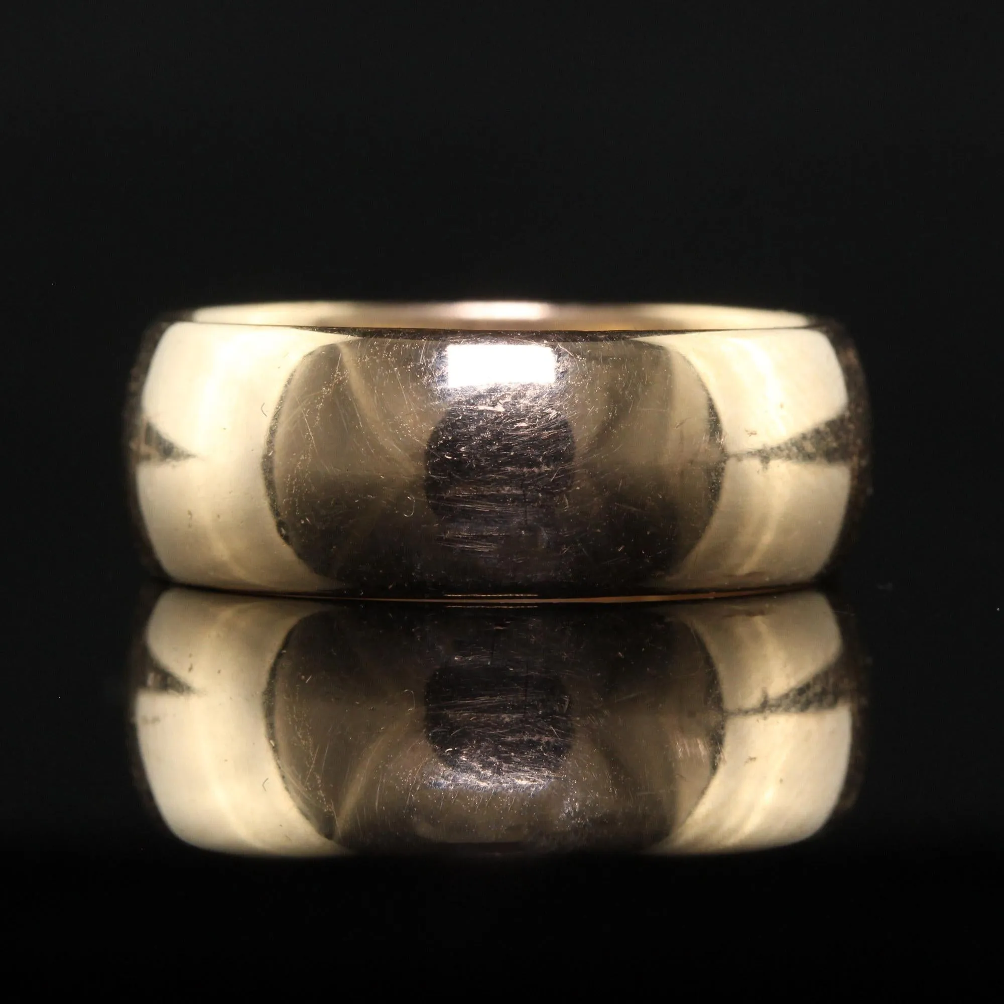 Antique Art Deco 14K Yellow Gold Classic Wide Wedding Band - Size 9 3/4