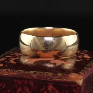Antique Art Deco 14K Yellow Gold Classic Wide Wedding Band - Size 9 3/4