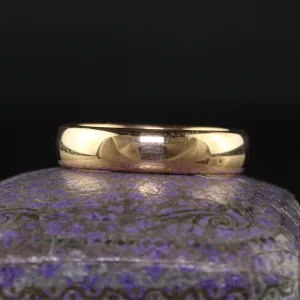 Antique Edwardian 18K Yellow Gold Classic Engraved Wedding Band - Size 6 3/4
