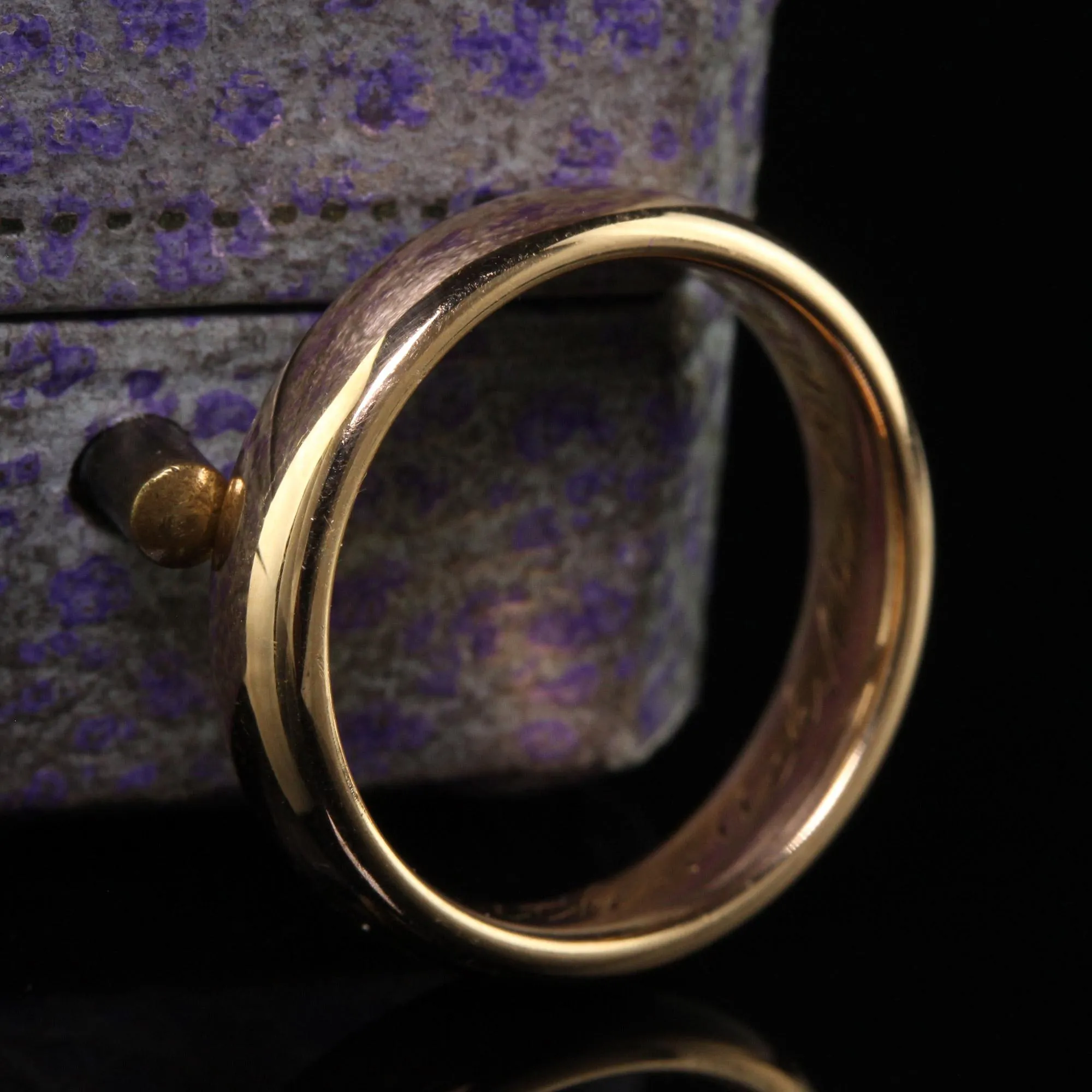 Antique Edwardian 18K Yellow Gold Classic Engraved Wedding Band - Size 6 3/4