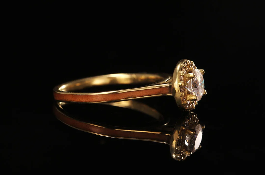 APPLEWOOD 14K YELLOW GOLD DIAMOND HALO RING