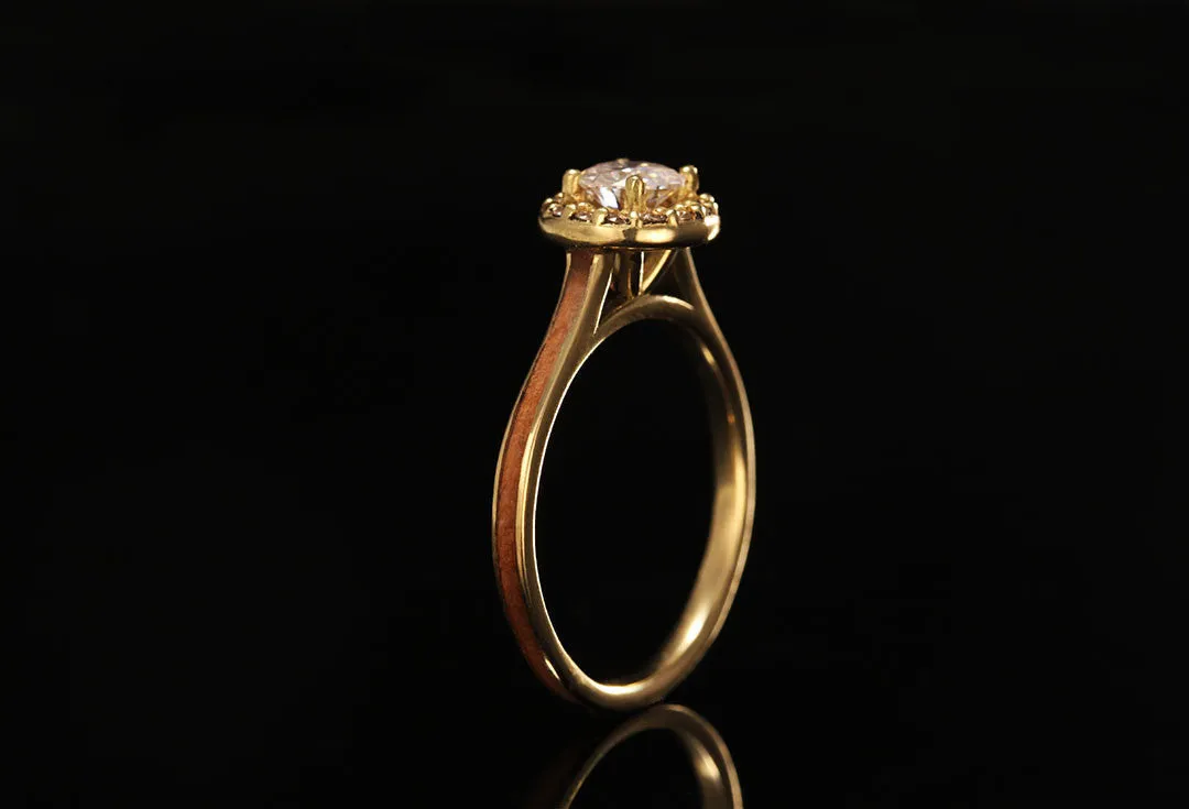 APPLEWOOD 14K YELLOW GOLD DIAMOND HALO RING