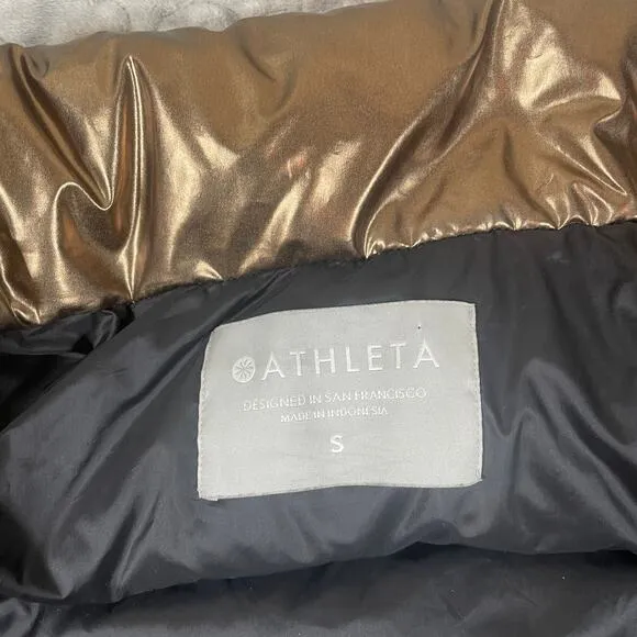 Athleta Down Coat Lofty Bronze Metallic Puffer
