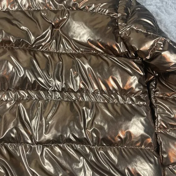 Athleta Down Coat Lofty Bronze Metallic Puffer