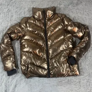 Athleta Down Coat Lofty Bronze Metallic Puffer