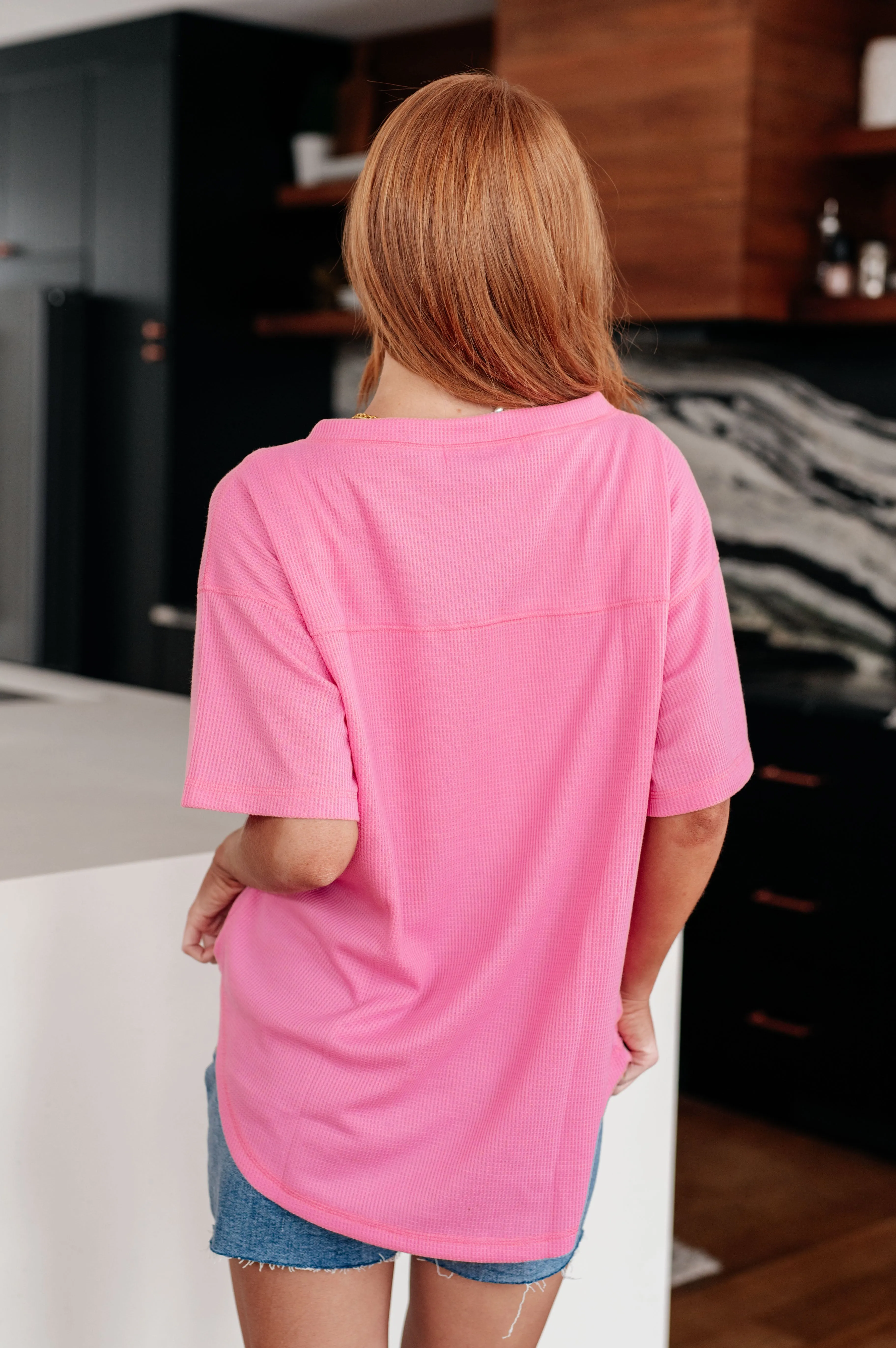 Back Together V-Neck Top in Bubblegum Pink