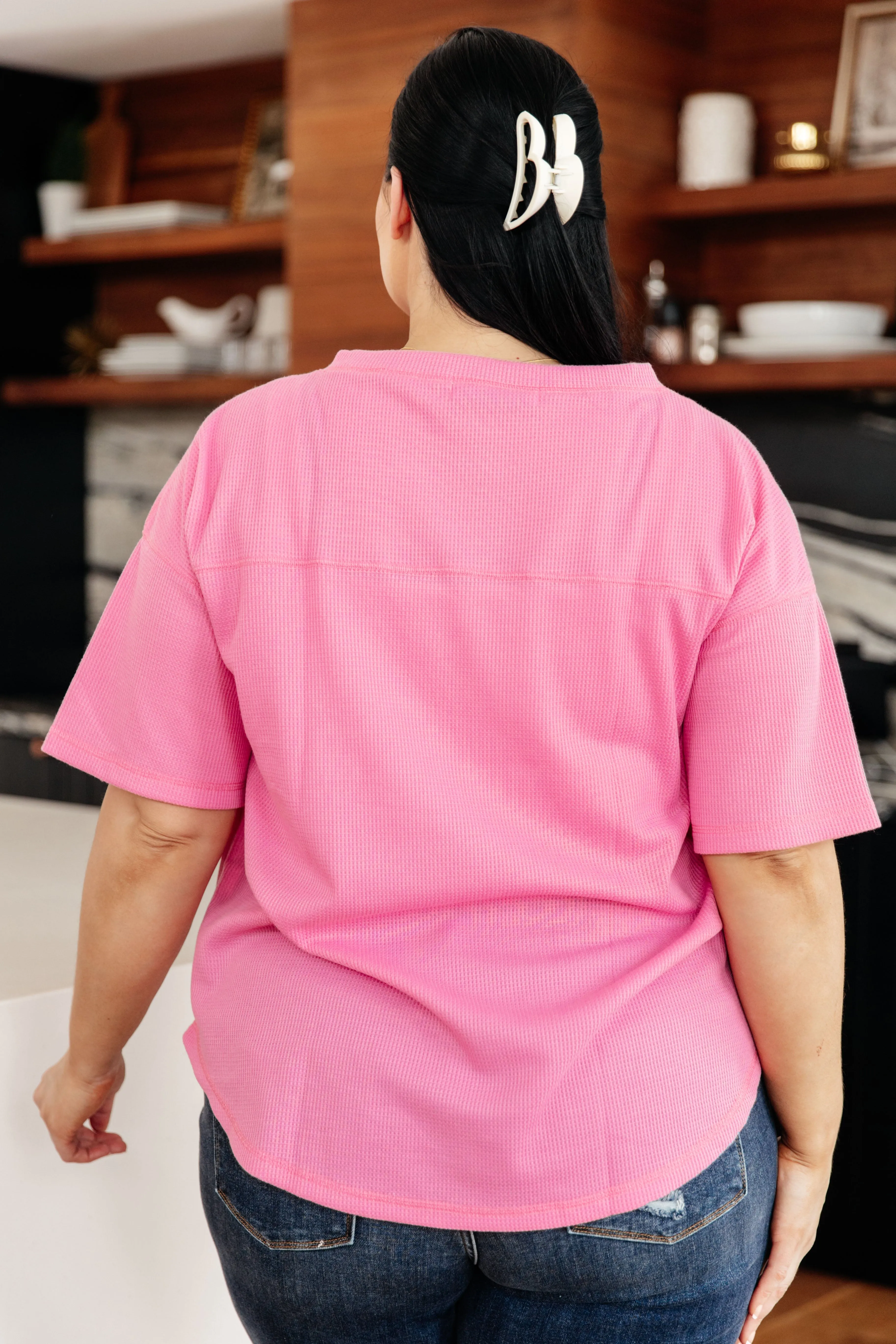 Back Together V-Neck Top in Bubblegum Pink