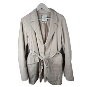 Bagatelle Collection Women's Beige Single Button Belted Jacket Size Large