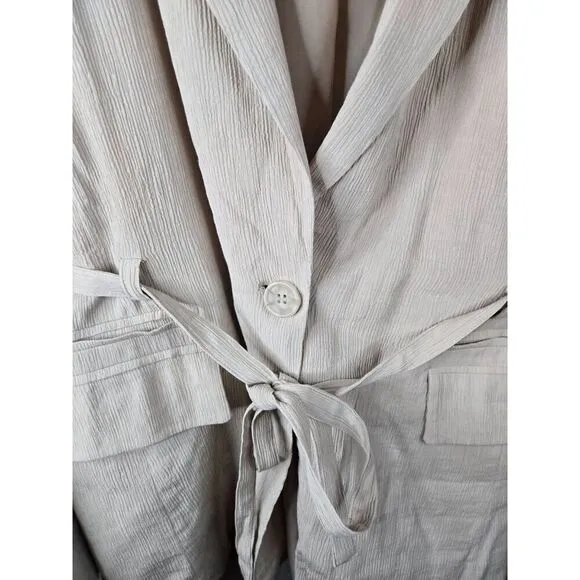 Bagatelle Collection Women's Beige Single Button Belted Jacket Size Large