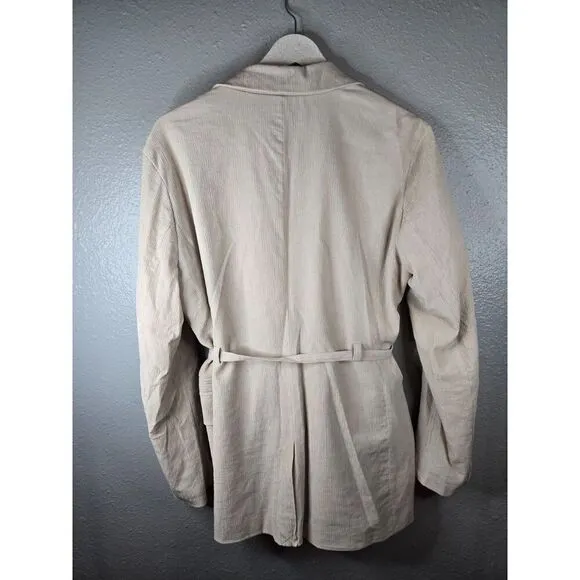 Bagatelle Collection Women's Beige Single Button Belted Jacket Size Large