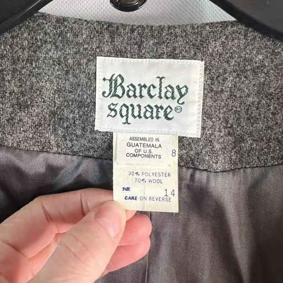 Barclay Square VTG Wool Blend Single Breasted Blazer Jacket Women's Size‎ 14