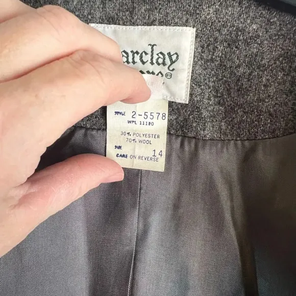 Barclay Square VTG Wool Blend Single Breasted Blazer Jacket Women's Size‎ 14