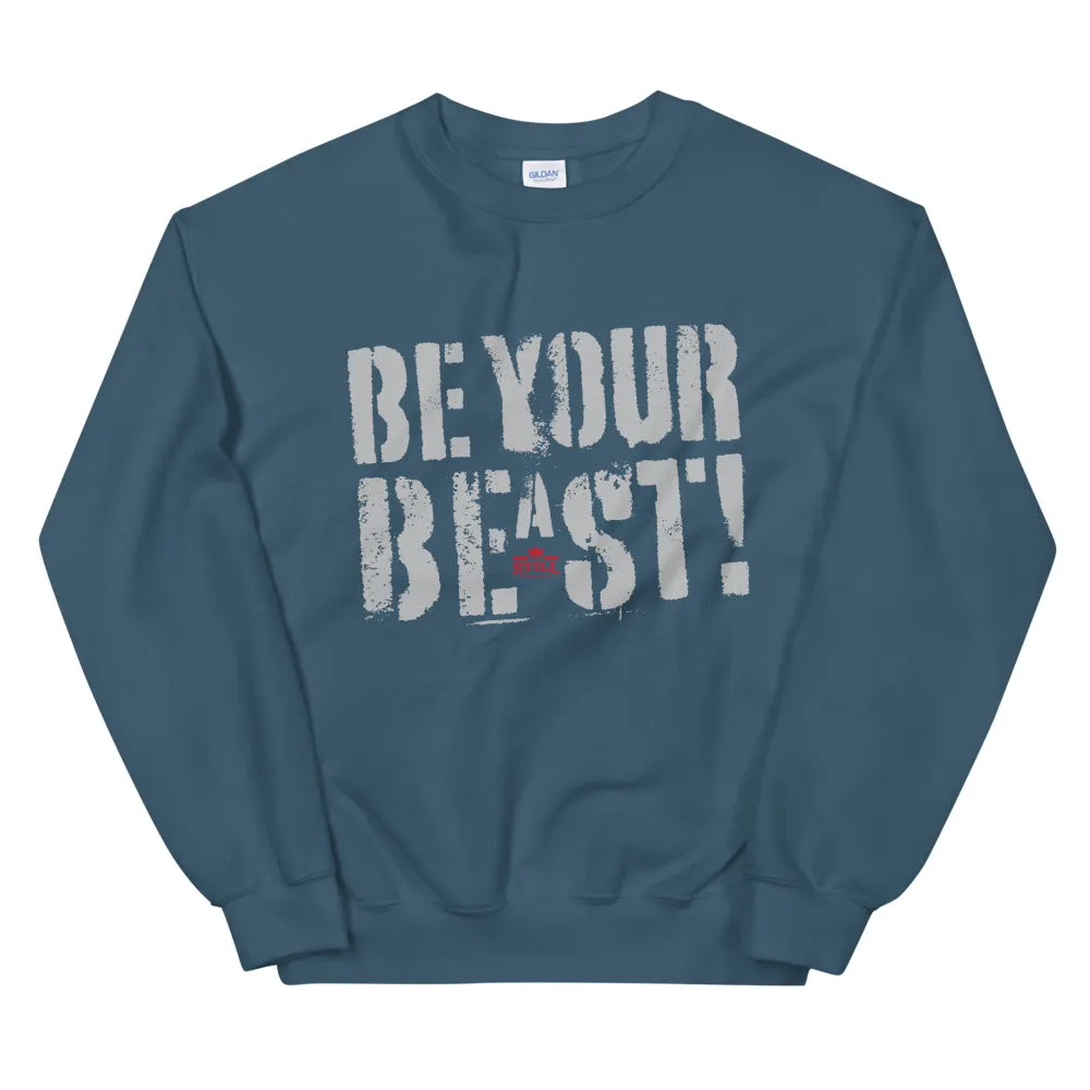 Be Your Beast women's training sweatshirt with ASC logo on back label