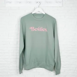 Besties Sage Green And Pink Women's Sweatshirt