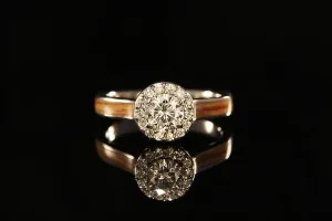 BETHLEHEM OLIVE WOOD PLATINUM DIAMONDS HALO RING