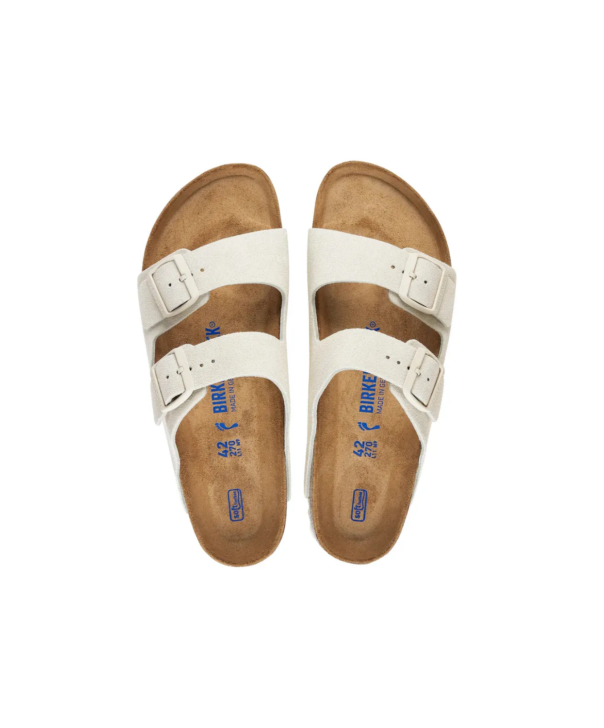 Birkenstock Arizona Suede Leather Antique White Soft Footbed Sandals