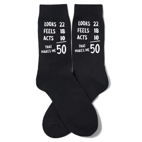 Birthday Gift for Him and Her, Unique 50th Birthday Gifts for 50 Year Old Women Men, Crazy Silly 50th Birthday Socks, Funny Gift Idea for Guys Ladies