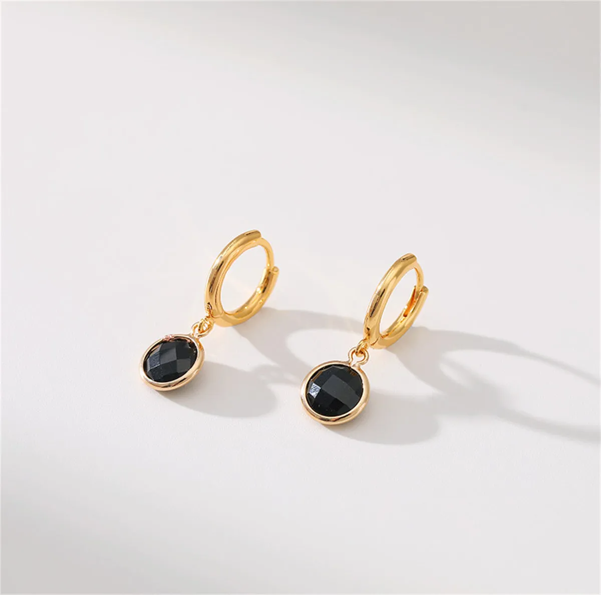 Black Crystal & 18K Gold-Plated Round Huggie Earrings