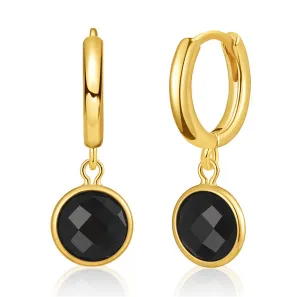 Black Crystal & 18K Gold-Plated Round Huggie Earrings