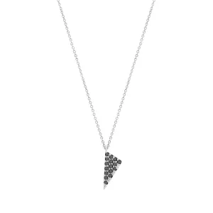 Black Diamond Mini Triangle Charm Necklace | White Gold