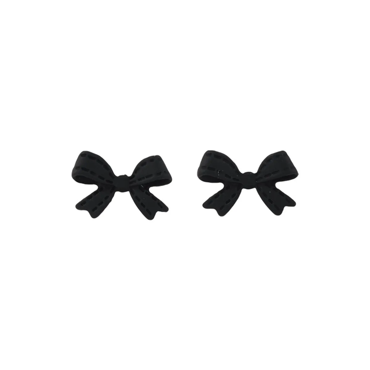Black Enamel Bow Stud Earrings