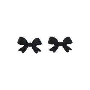Black Enamel Bow Stud Earrings