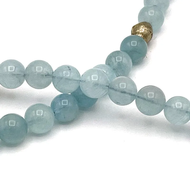 Blue Aquamarine Gemstone Mala Necklace