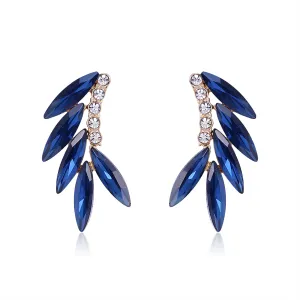 Blue Crystal & Cubic Zirconia 18K Gold-Plated Leaf Ear Climbers
