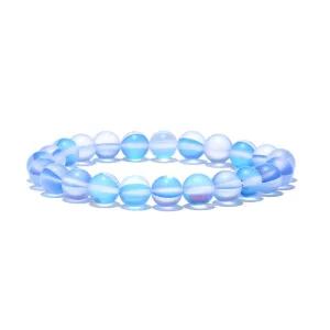 Blue Frosted Crystal Beaded Stretch Bracelet