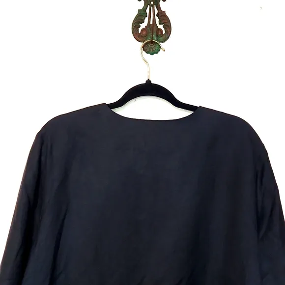 Bob Mackie Wearable Art Embroidered Linen Blend 3/4 Sleeve Jacket Large