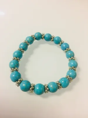 Brand new Women's Turquoise Gemstone Beaded Stretchy Bracelet, one size, expandable to fit all wrists! Fashion Jewelry!