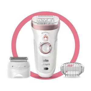 Braun Epilator Silk-épil 9 9-985, Facial Hair Removal for Women, Shaver, Cordless, Rechargeable, Wet & Dry, Facial Cleansing Brush