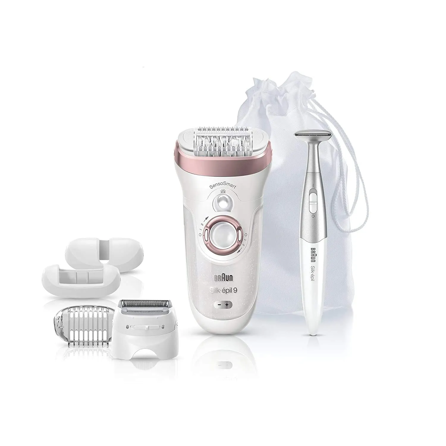 Braun Epilator Silk-épil 9 9-985, Facial Hair Removal for Women, Shaver, Cordless, Rechargeable, Wet & Dry, Facial Cleansing Brush