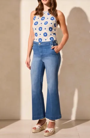 Brooke Hugging Palazzo Marine Jeans - Calypso Blue