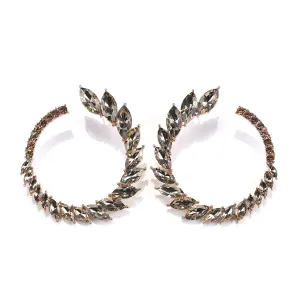 Brown Crystal & Cubic Zirconia Open Wreath Stud Earrings