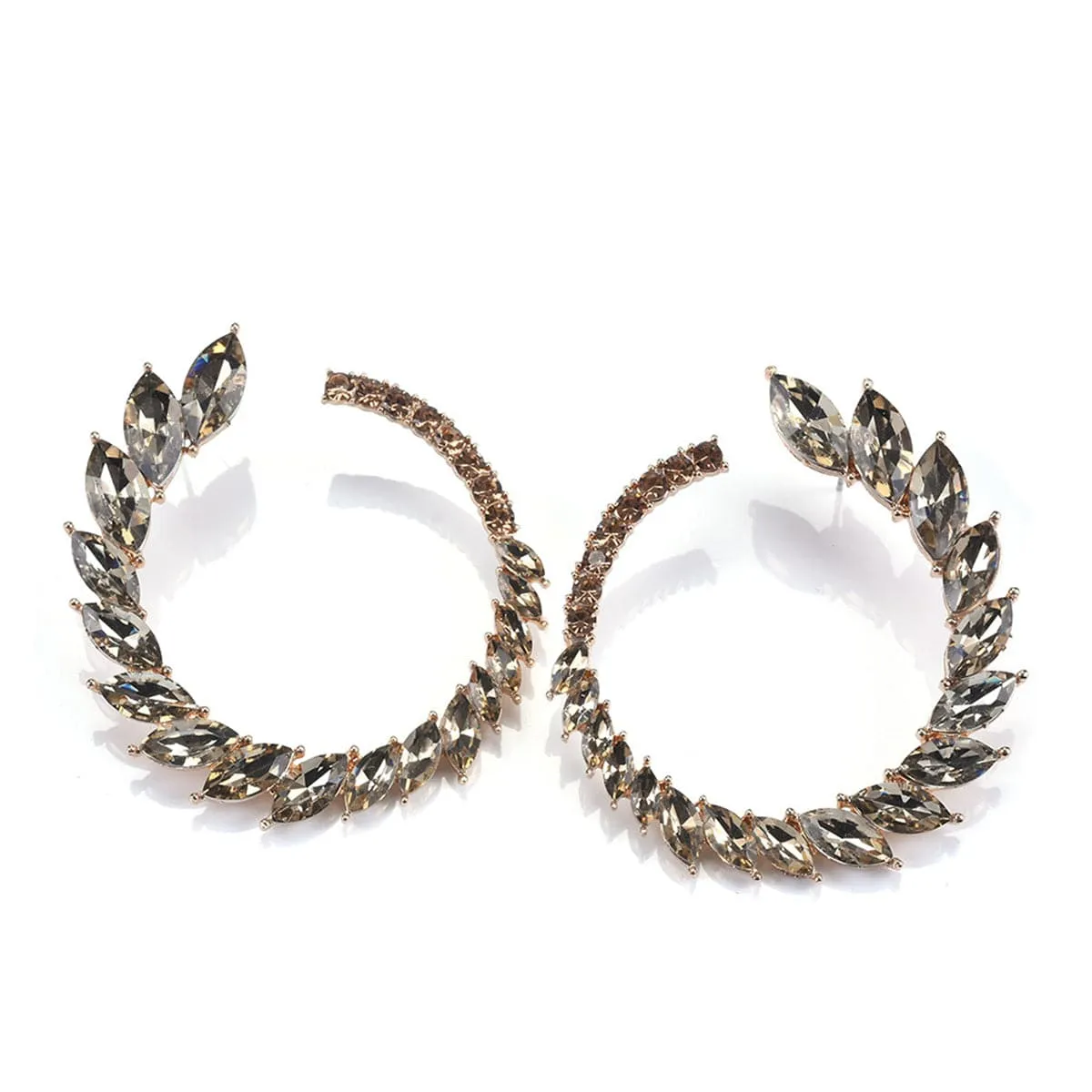 Brown Crystal & Cubic Zirconia Open Wreath Stud Earrings