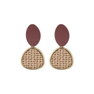 Brown Polystyrene & 18K Gold-Plated Woven Tiered Oval Drop Earrings